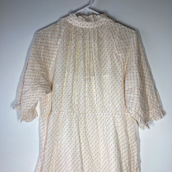 Closed Bull Bell Polka Dot Dress Strawberry Pink 3/4 Sleeveless Cinched Waist - Picture 13 of 17